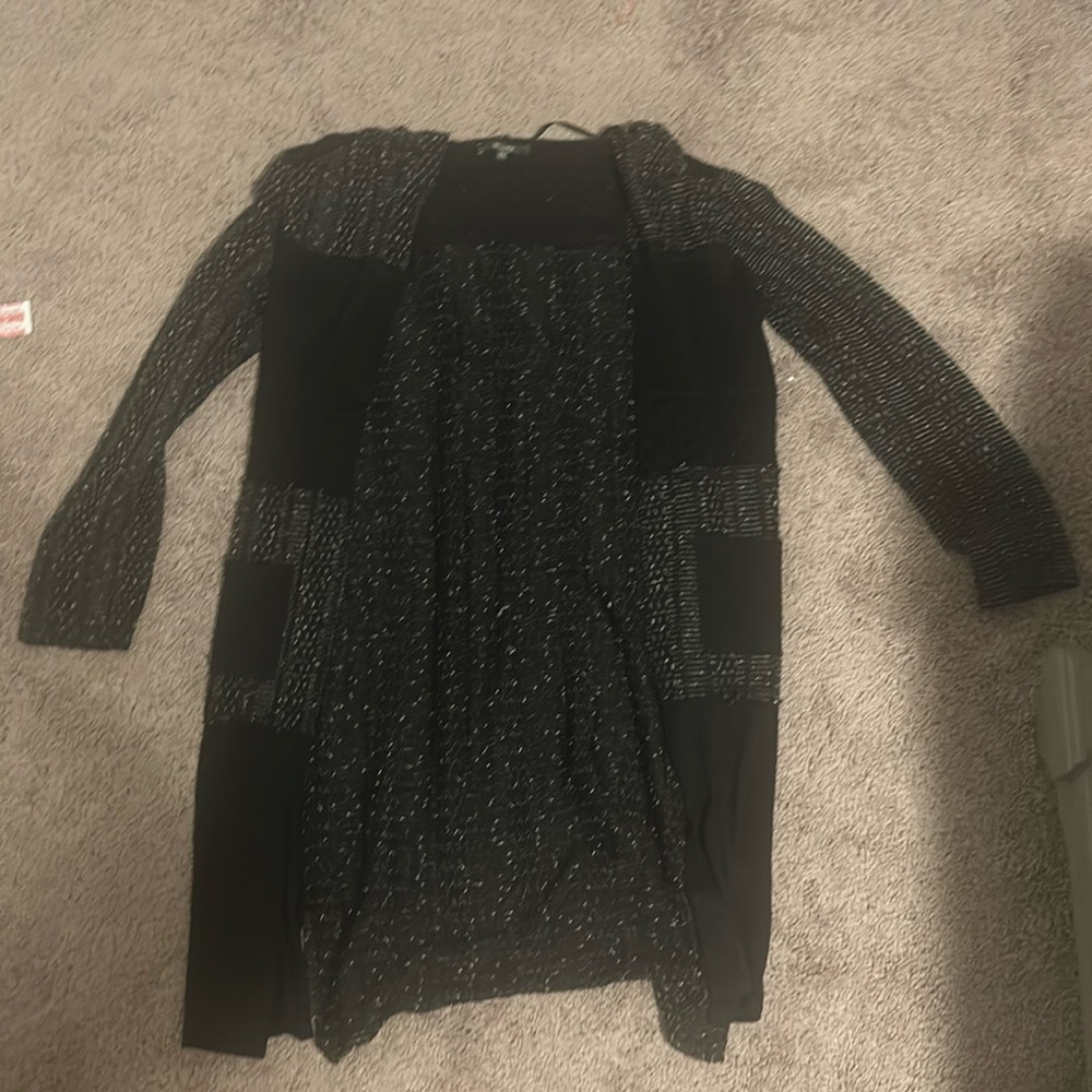 MissMe Duster/Cardigan. Black and grey, slightly worn.